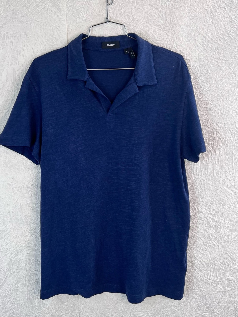 Theory Men's Navy Short-Sleeve Polo Shirt Size Medium.